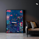 Village Hidden in the Neon Wall Art