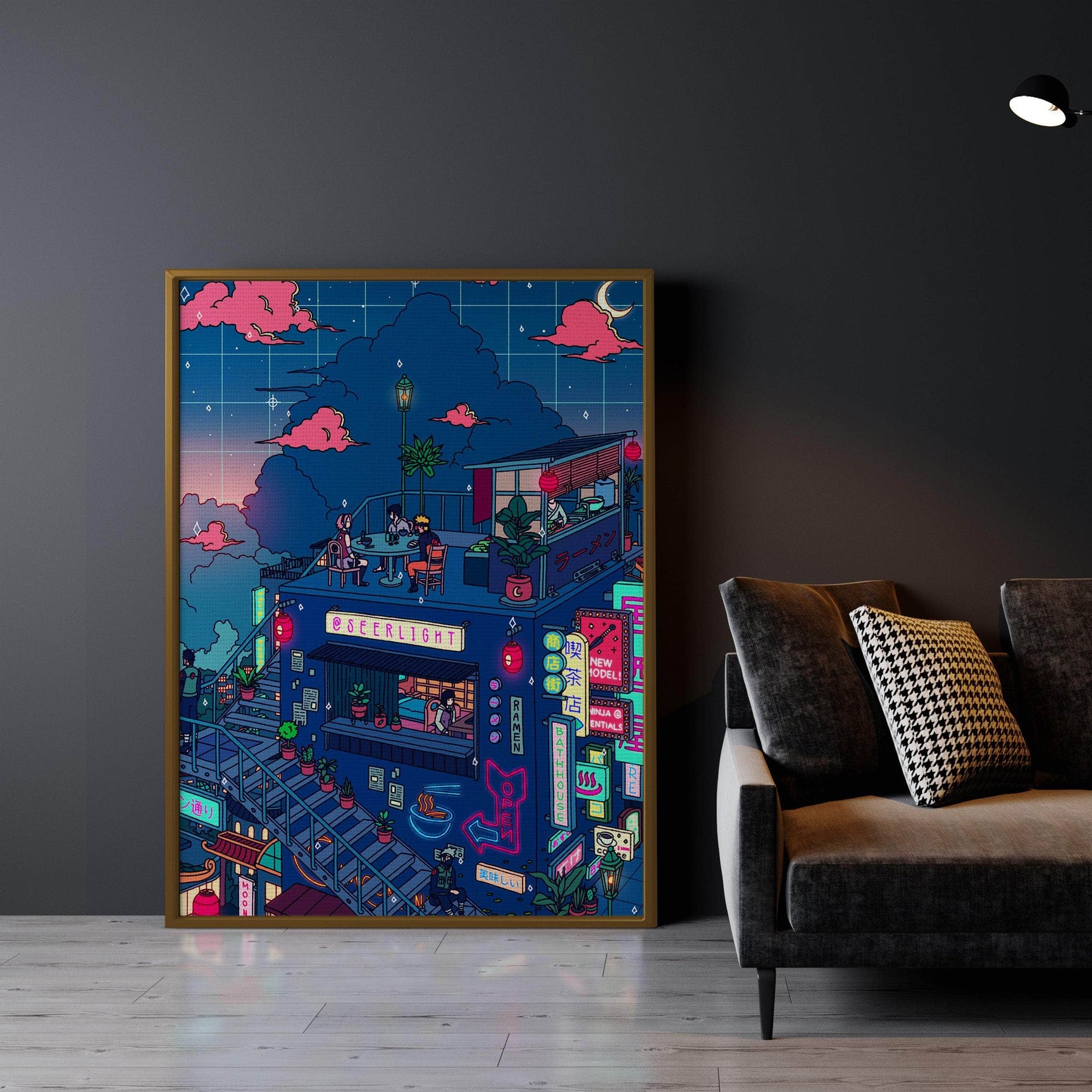 Village Hidden in the Neon Wall Art