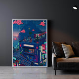 Village Hidden in the Neon Wall Art