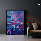 Cyberpunk Village Wall Art