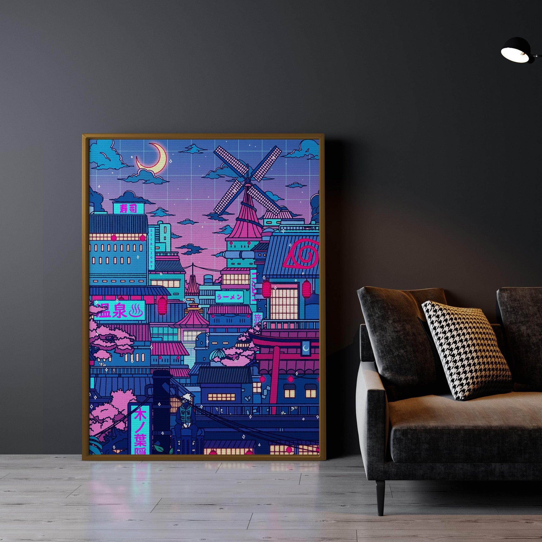 Cyberpunk Village Wall Art