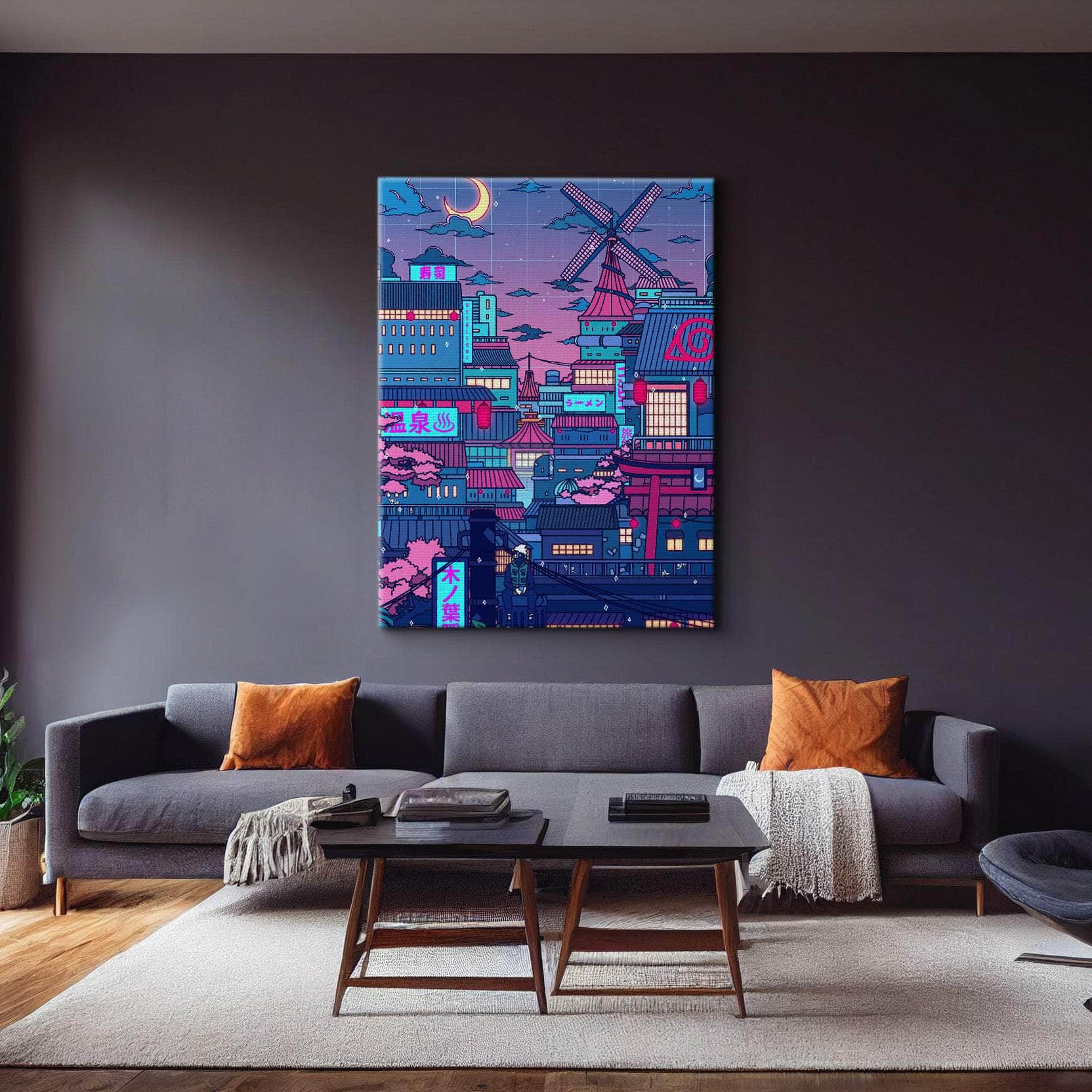 Cyberpunk Village Wall Art