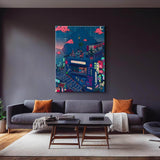 Village Hidden in the Neon Wall Art