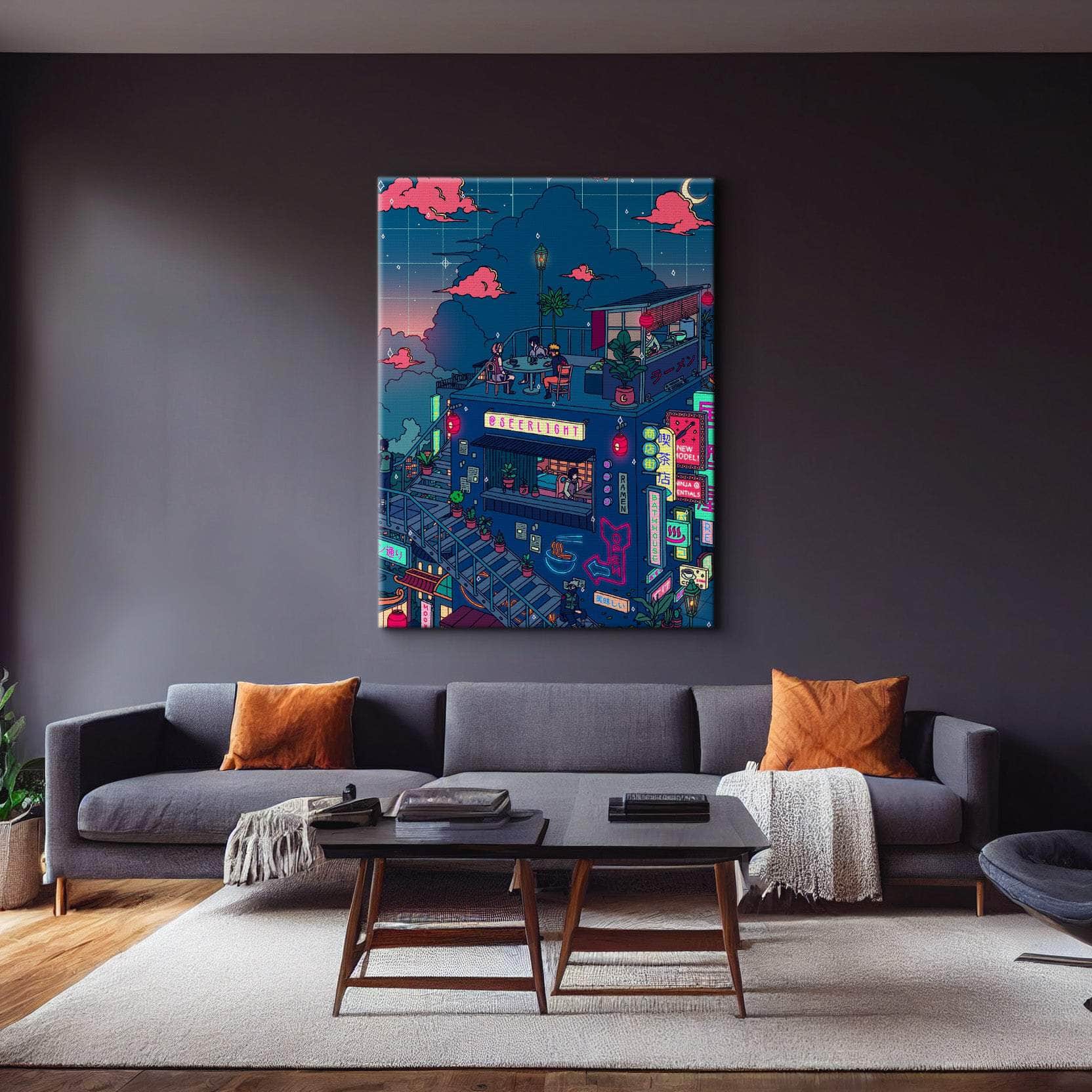 Village Hidden in the Neon Wall Art