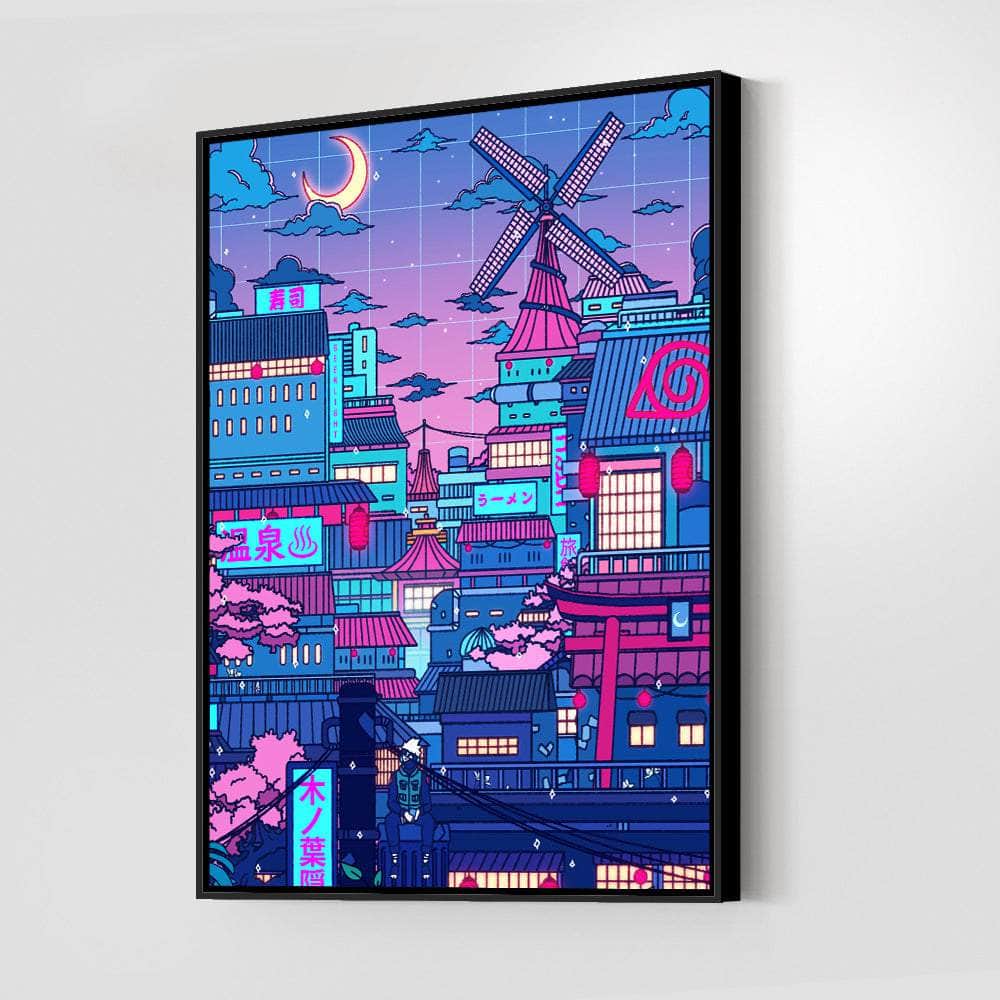 Cyberpunk Village Wall Art