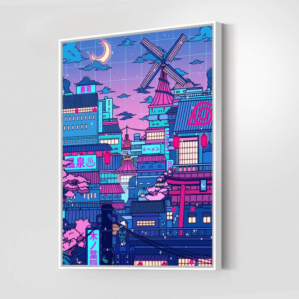 Cyberpunk Village Wall Art