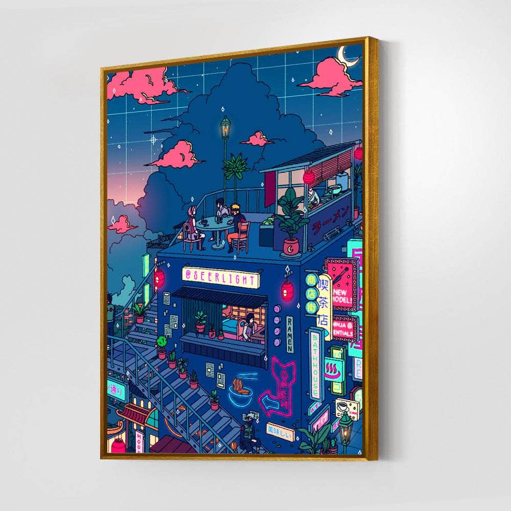 Village Hidden in the Neon Wall Art